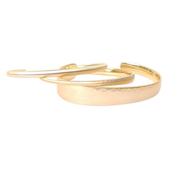Kendra Scott Tiana Gold Hammered Cuff Bracelets (set of 3) - Picture 2 of 7